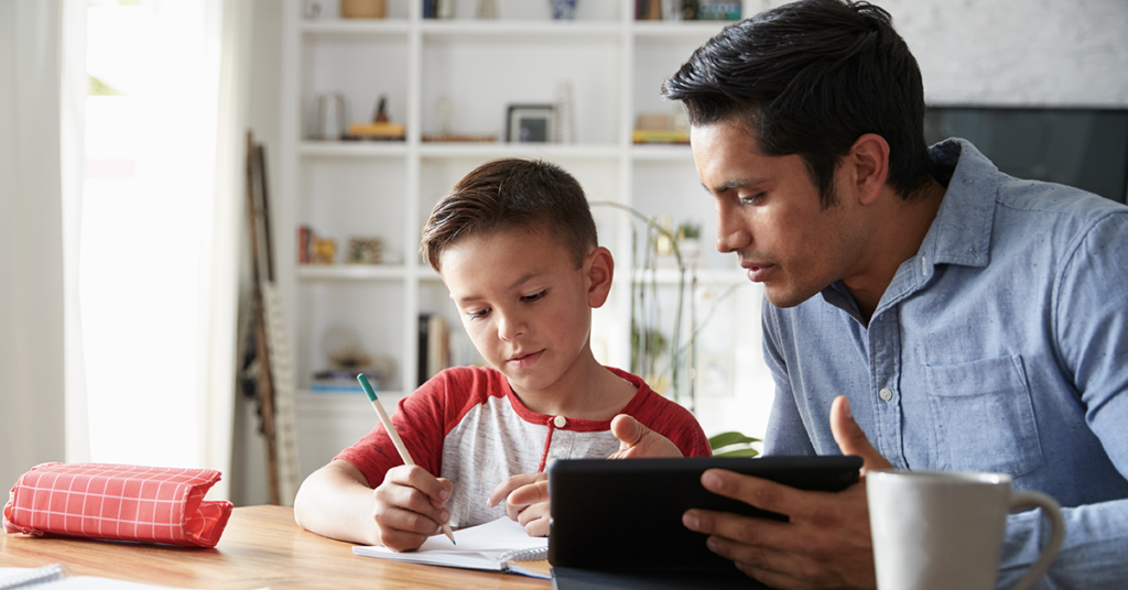 father-and-son-working-on-homework-together