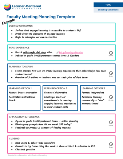 Faculty meeting planning template
