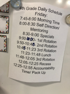 Flexibility embedded into a 4th grade schedule